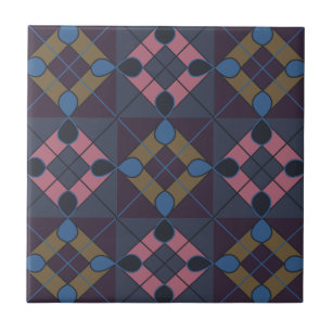 Colourful Geometric Diamond Pattern Tile