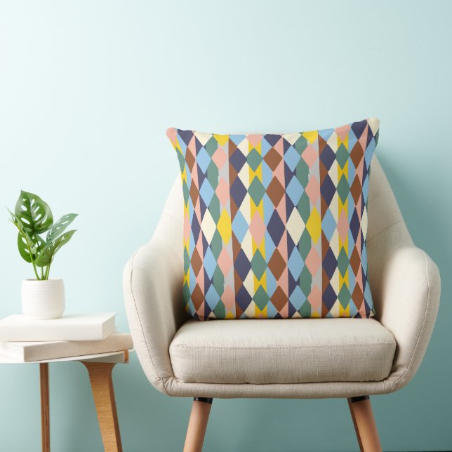 Colourful Geometric Diamond Throw Pillow (Chair)