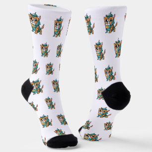 Colourful Geometric Dog Socks