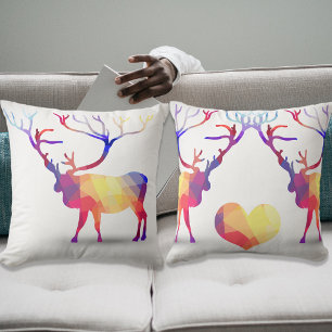 Colourful Geometric Elk Throw Pillow
