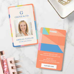 Colourful Geometric Employee Photo ID Business Badge