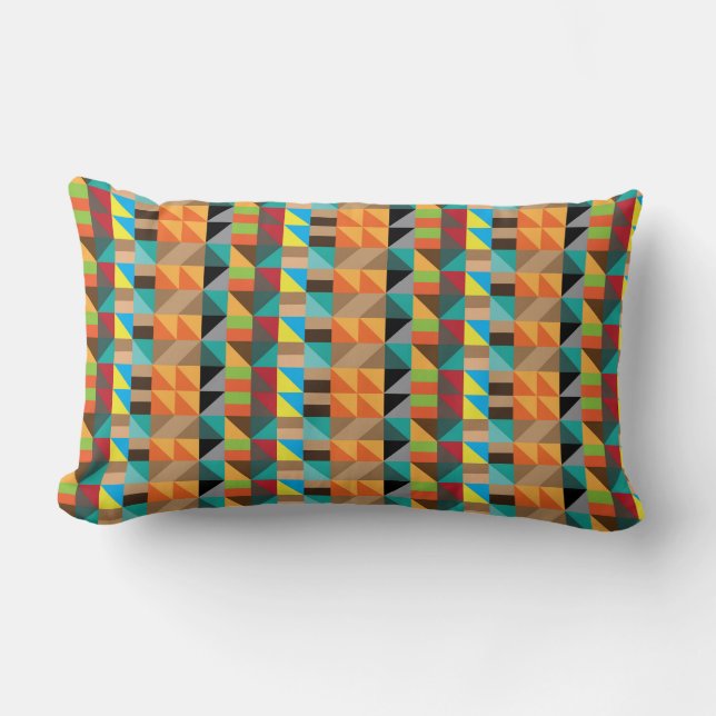 colourful geometric figure patterns lumbar cushion (Front)