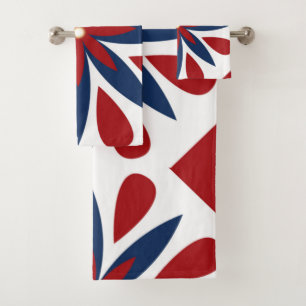 Colourful Geometric Floral Pattern Bath Towel Set