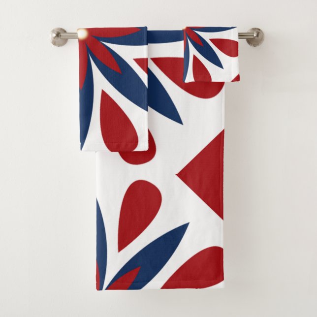 Colourful Geometric Floral Pattern Bath Towel Set (Insitu)