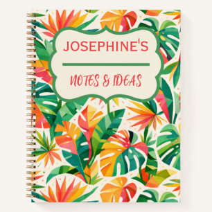 Colourful Geometric Floral Pattern Retro Modern Notebook