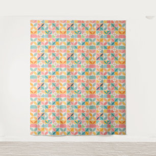 Colourful Geometric Floral Pattern Tapestry