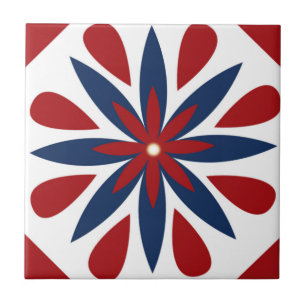 Colourful Geometric Floral Pattern Tile