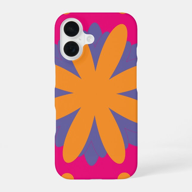 Colourful Geometric Flower Design iPhone 16 Case (Back)