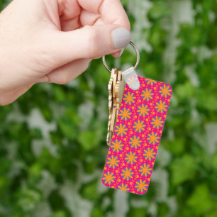 Colourful Geometric Flower Design Key Ring