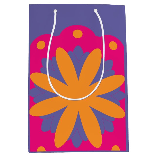 Colourful Geometric Flower Design Medium Gift Bag (Front)