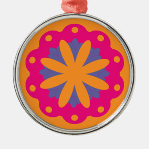 Colourful Geometric Flower Design Metal Tree Decoration