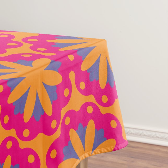 Colourful Geometric Flower Design Tablecloth (In Situ)