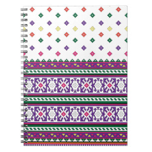 Colourful Geometric Folk Art design with flowers Notebook