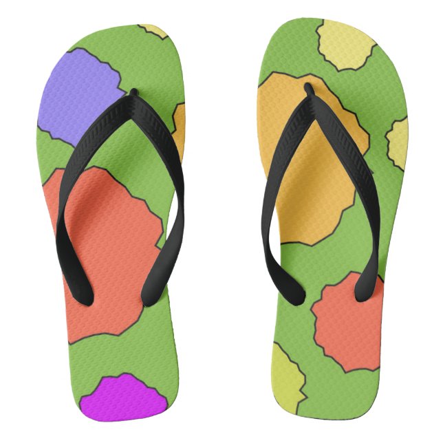 Colourful Geometric funky retro circles Jandals (Footbed)