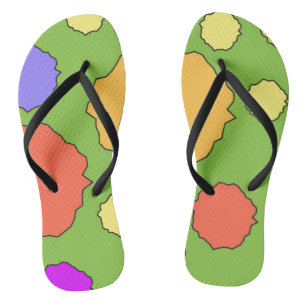 Colourful Geometric funky retro circles Jandals