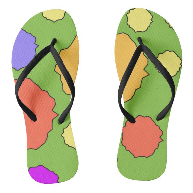 Colourful Geometric funky retro circles Jandals (Footbed)