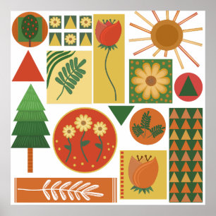 Colourful Geometric Garden   Plant Lovers Poster