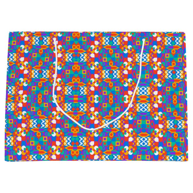 Colourful geometric gift bag with vibrant patterns (Front)