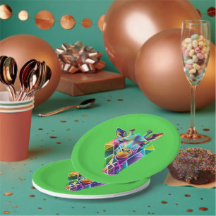 Colourful Geometric Giraffe Head Paper Plate