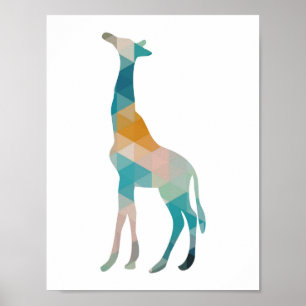 Colourful Geometric Giraffe Silhouette Poster