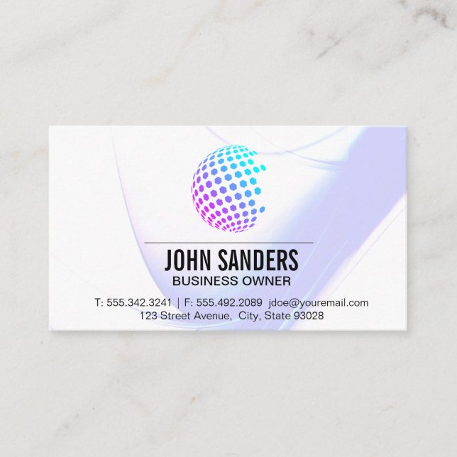 Colourful Geometric Globe Business Card (Front)