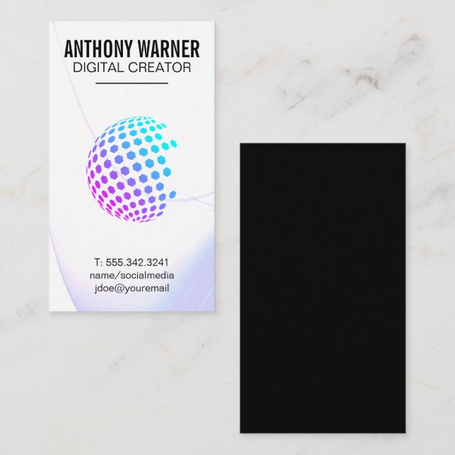 Colourful Geometric Globe Business Card (Front/Back)
