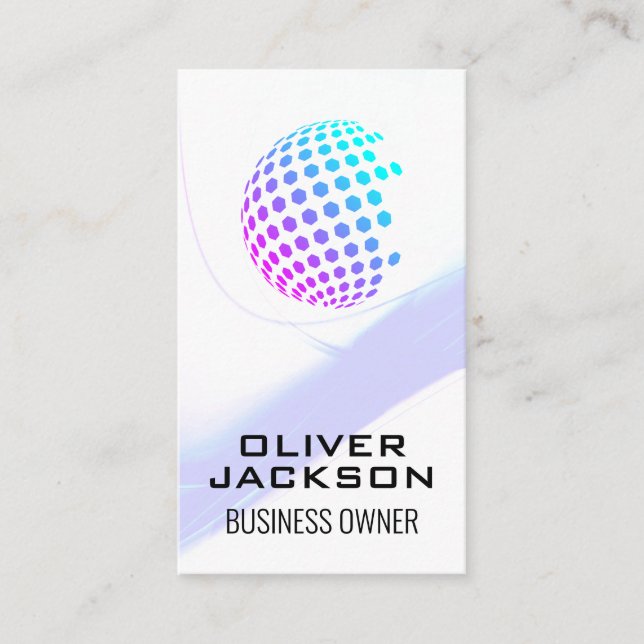 Colourful Geometric Globe Business Card (Front)