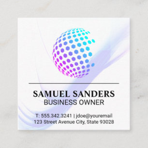 Colourful Geometric Globe Square Business Card