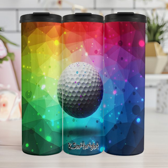 Colourful Geometric Golf Ball Art Thermal Tumbler (Creator Uploaded)