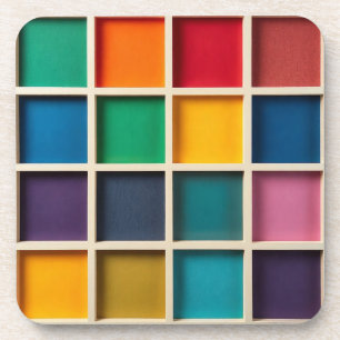 Colourful Geometric Grid Panel Coaster