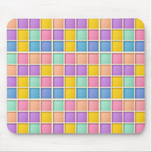 Colourful Geometric Grid Panel Mouse Pad