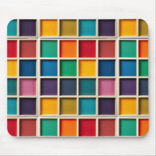 Colourful Geometric Grid Panel Mouse Pad