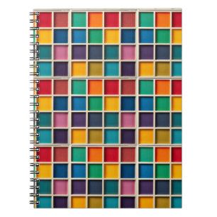 Colourful Geometric Grid Panel Notebook