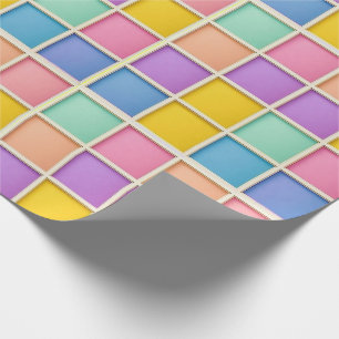 Colourful Geometric Grid Panel Wrapping Paper