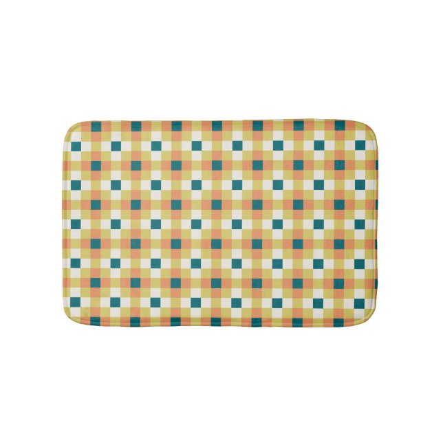 Colourful Geometric Grid Pattern with Retro Palett Bath Mat (Front)