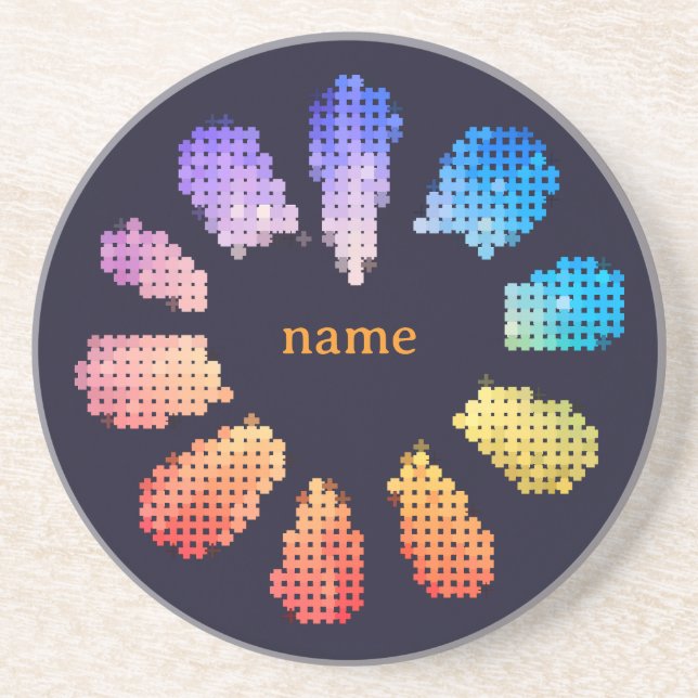Colourful Geometric Heart Shaped Flower Coaster (Front)