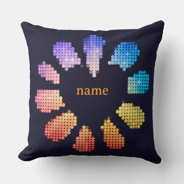 Colourful Geometric Heart Shaped Flower Cushion (Front)