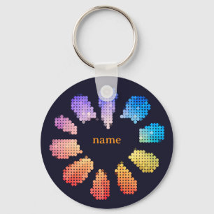 Colourful Geometric Heart Shaped Flower Key Ring