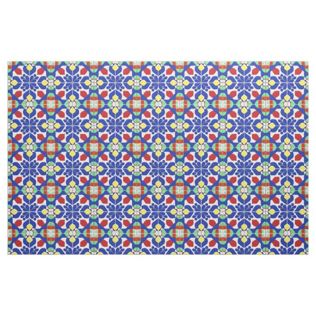 Colourful Geometric Inspired Floral Pattern Fabric (Fat Quarter)