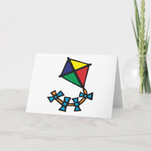 Colourful Geometric Kite with Bow Tail Card