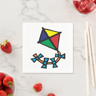 Colourful Geometric Kite with Bow Tail Napkin