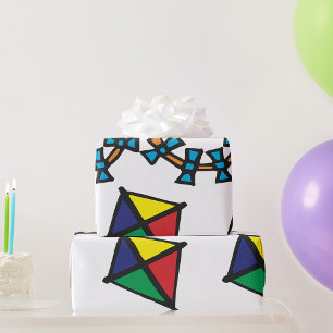 Colourful Geometric Kite with Bow Tail Wrapping Paper