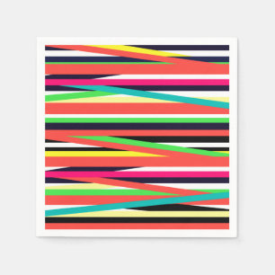 Colourful Geometric Lines Stripes Multi Napkin