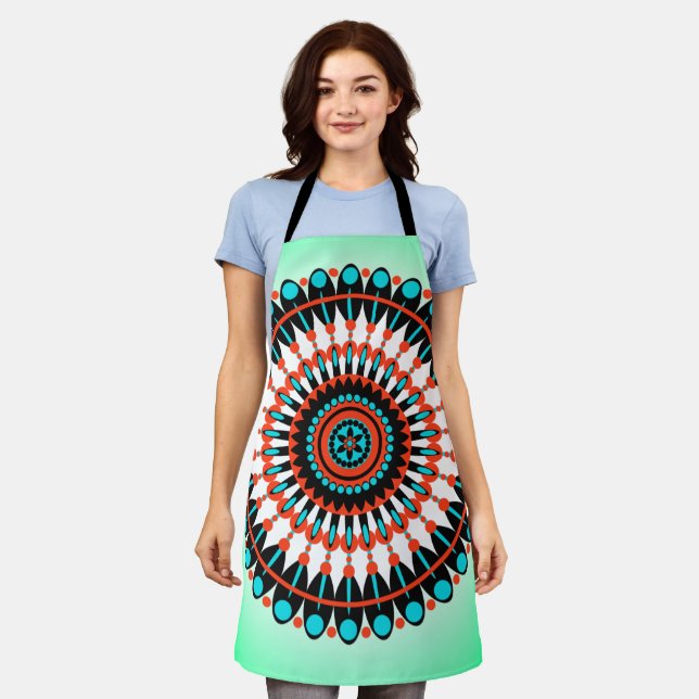 Colourful Geometric Mandala Art-46456 Apron (Worn)