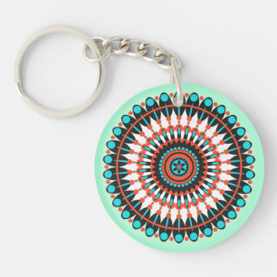 Colourful Geometric Mandala Art-46456 Key Ring