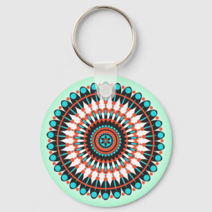 Colourful Geometric Mandala Art-46456 Key Ring