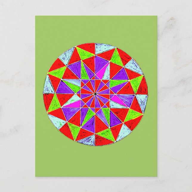 Colourful Geometric Mandala Design Postcard (Front)