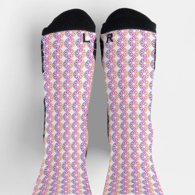 Colourful Geometric Mandala Heart Star Art Socks (Top)