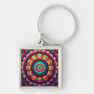 Colourful Geometric Mandala Pattern-342678 Key Ring