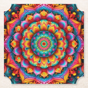 Colourful Geometric Mandala Pattern-342678 Paper Coaster